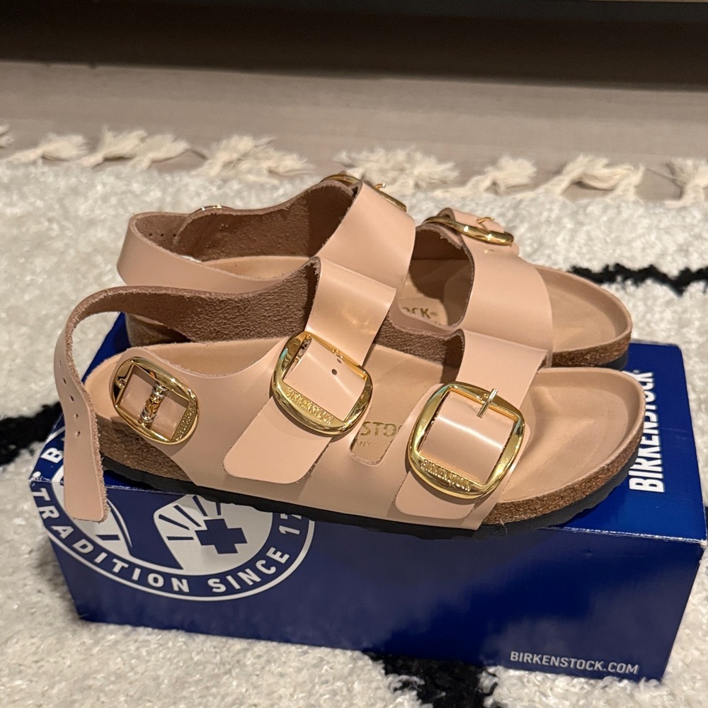 Birkenstock Sandals Milano Gold big buckle 38 - color new beige - Picture 3 of 7
